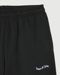 Wordmark Waffle Pants - Black