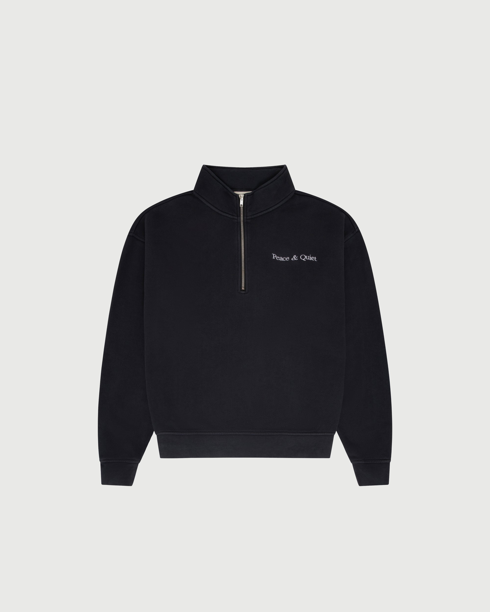 Wordmark Quarter Zip Up - Black