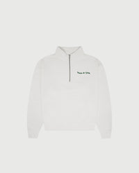Wordmark Quarter Zip Up - White