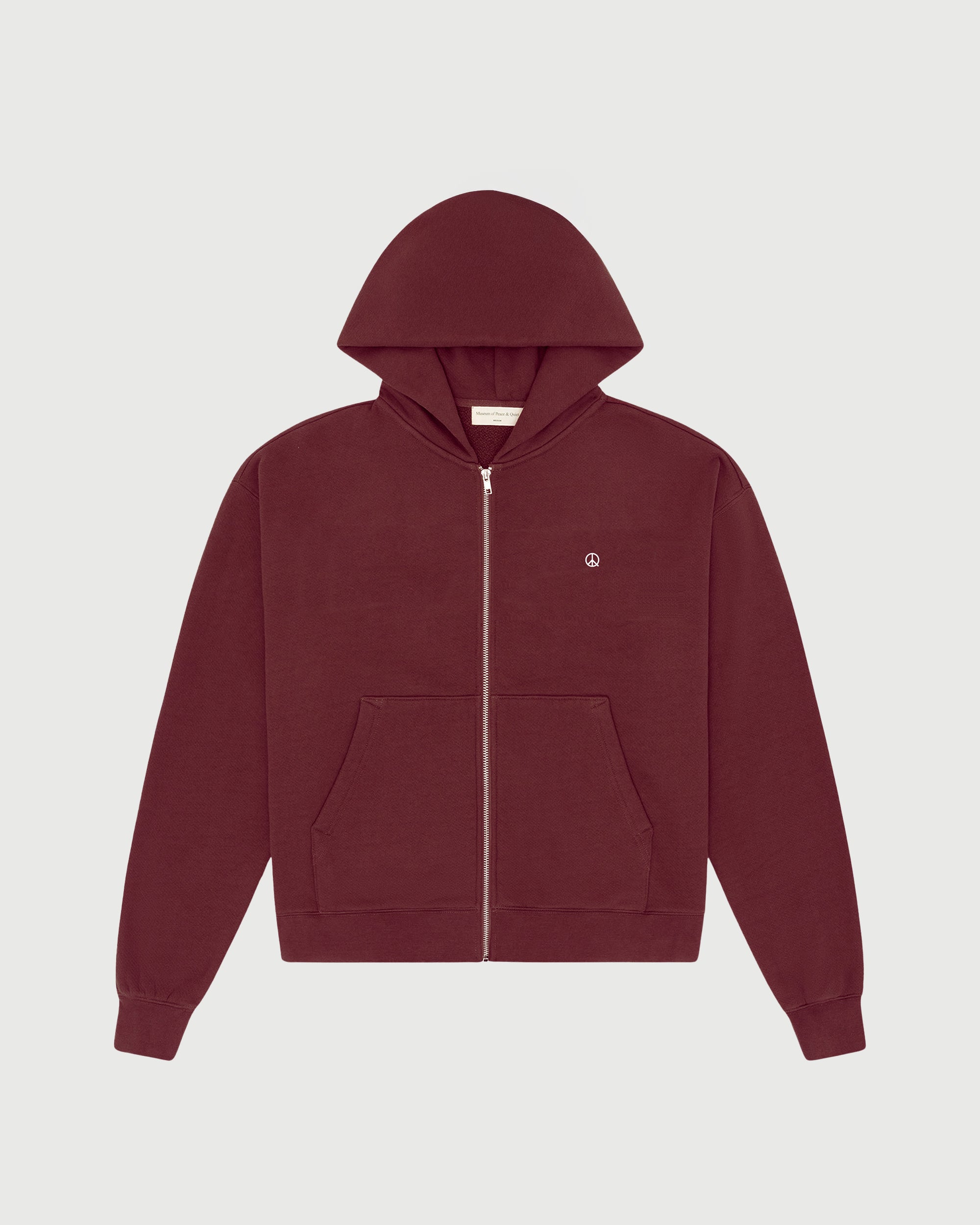 Wordmark Zip Up Hoodie - Burgandy