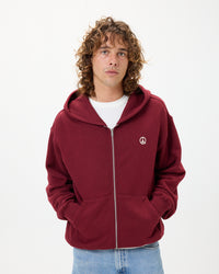 Wordmark Zip Up Hoodie - Burgandy
